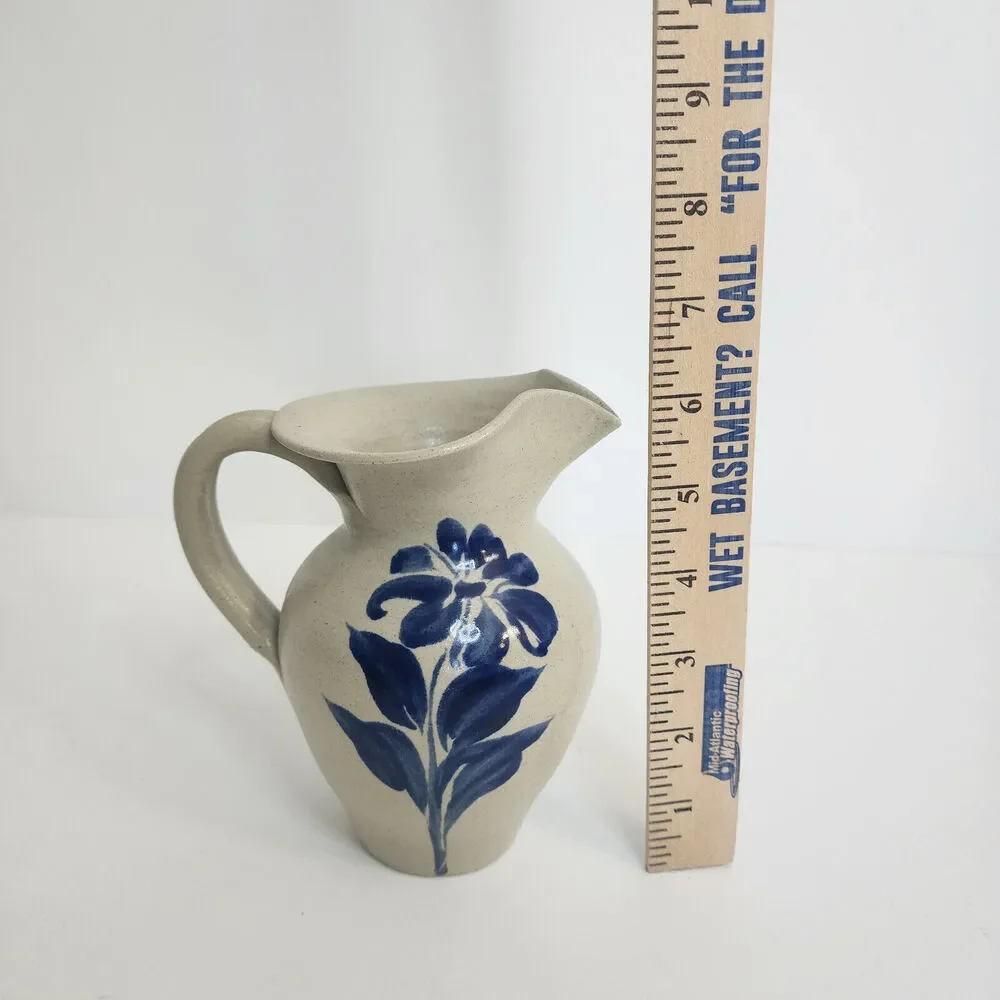 Williamsburg Pottery Factory Small Salt Glaze Stoneware Pitcher‎ with Flower